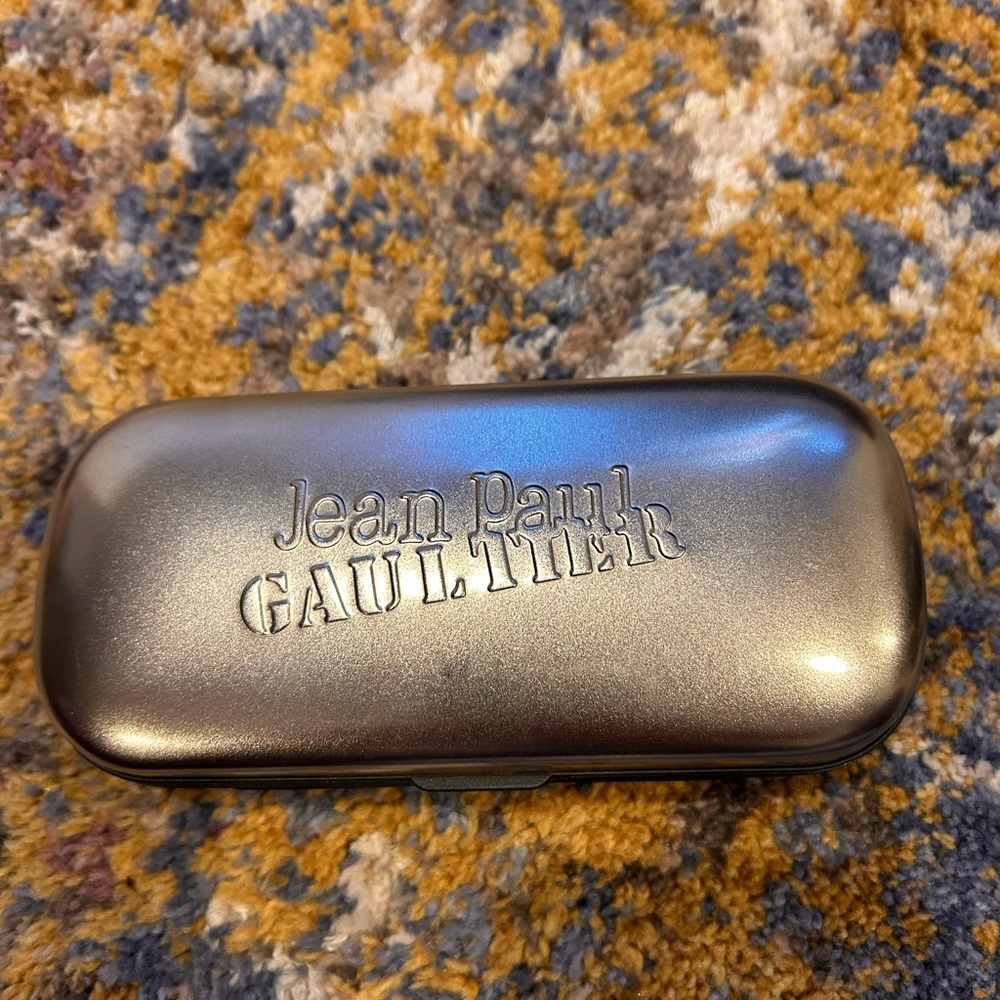 Jean Paul Gaultier Metallic Silver Glasses Case unisex